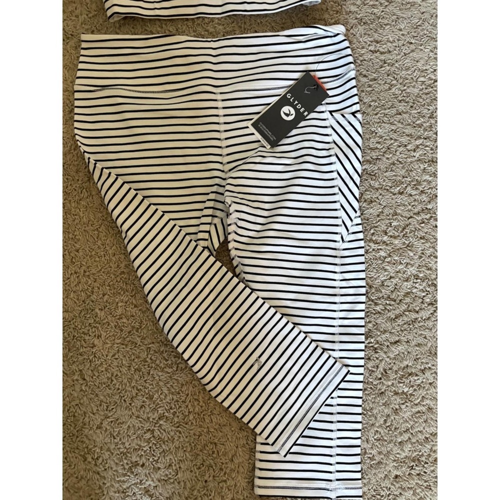 NWT Glyder Striped Activewear Set Bra Top & Leggings with Pockets Athleisure XL - Picture 3 of 13